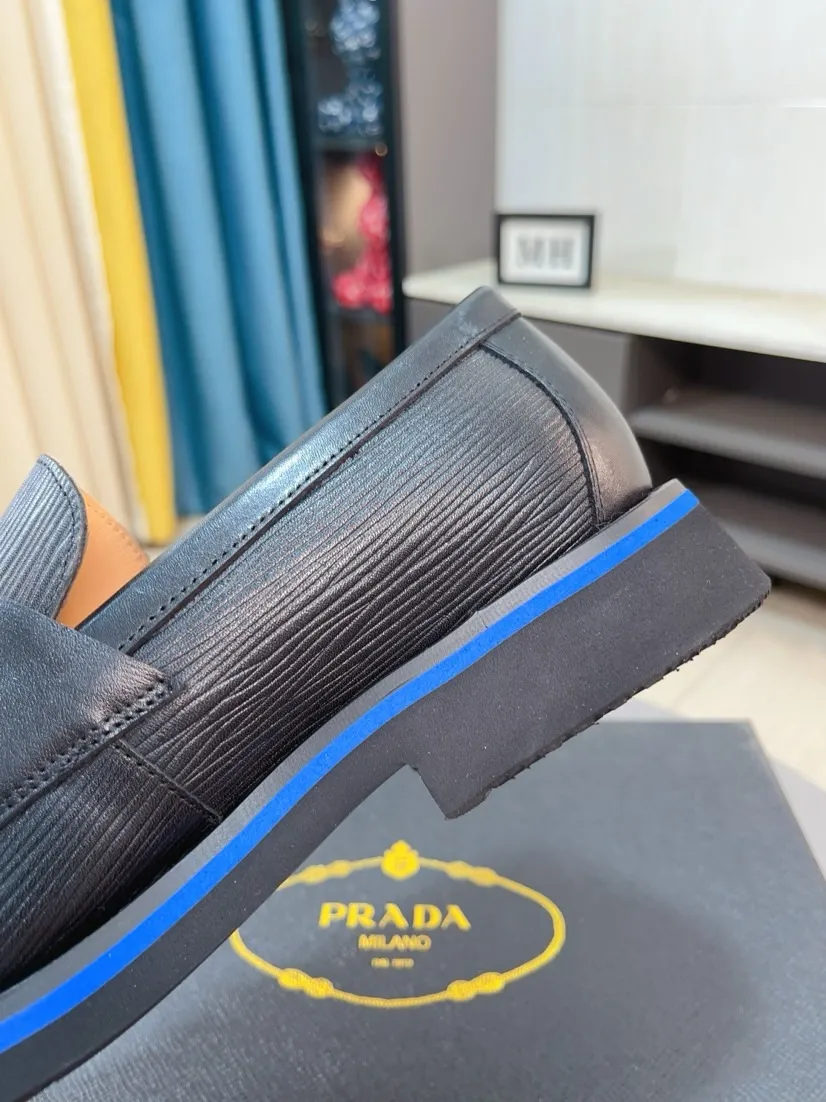 Men's shoes 💰540🌹🌹【PRADA Leather Shoes】Top purchasing agency Original imported Italian custom-made open-edge beaded cowhide leather surface, fully imported water-dyed breathable cowhide lining, original factory special molded sole super comfortable, size: 38-44